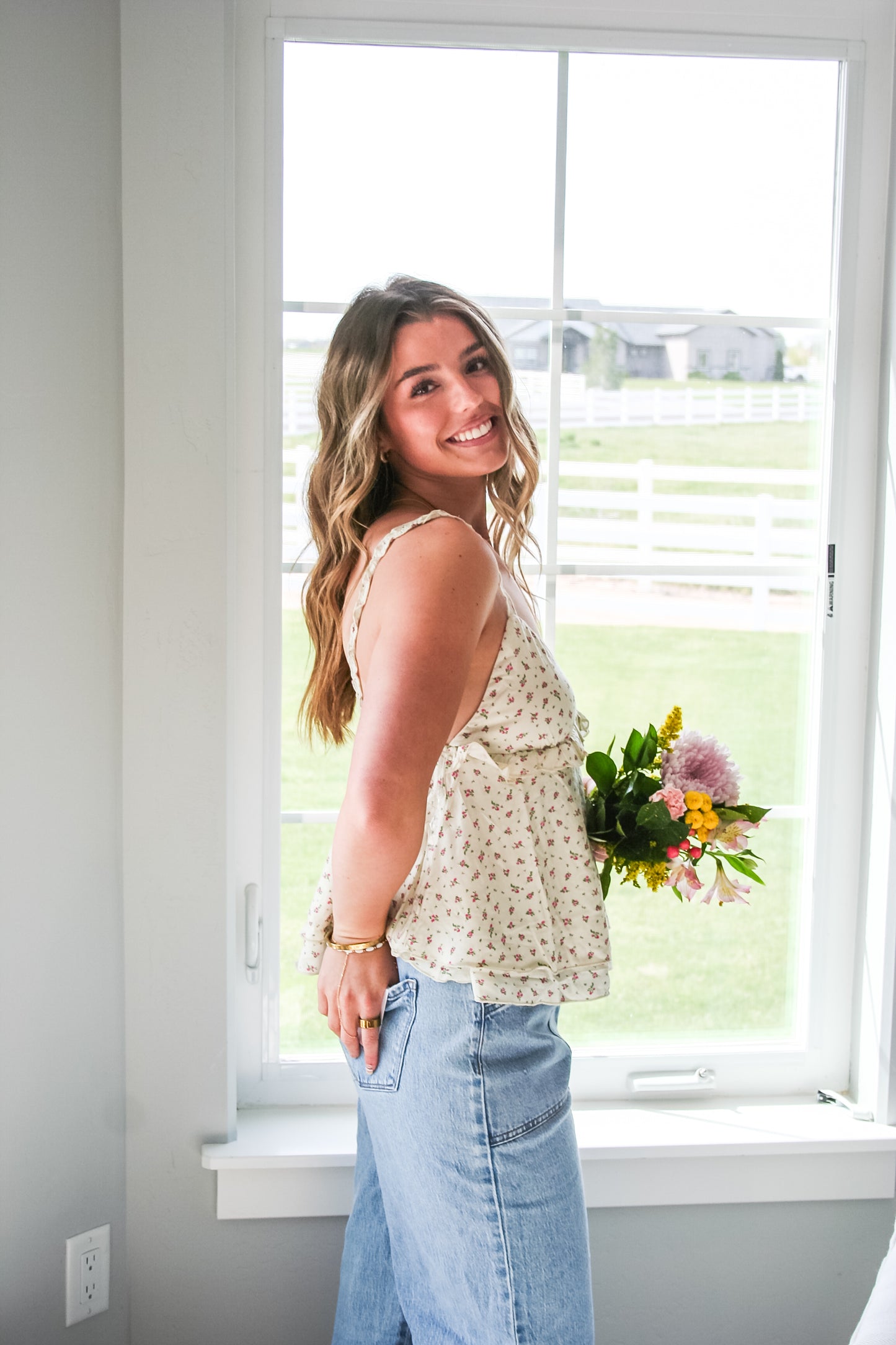 Floral Ruffle Tank