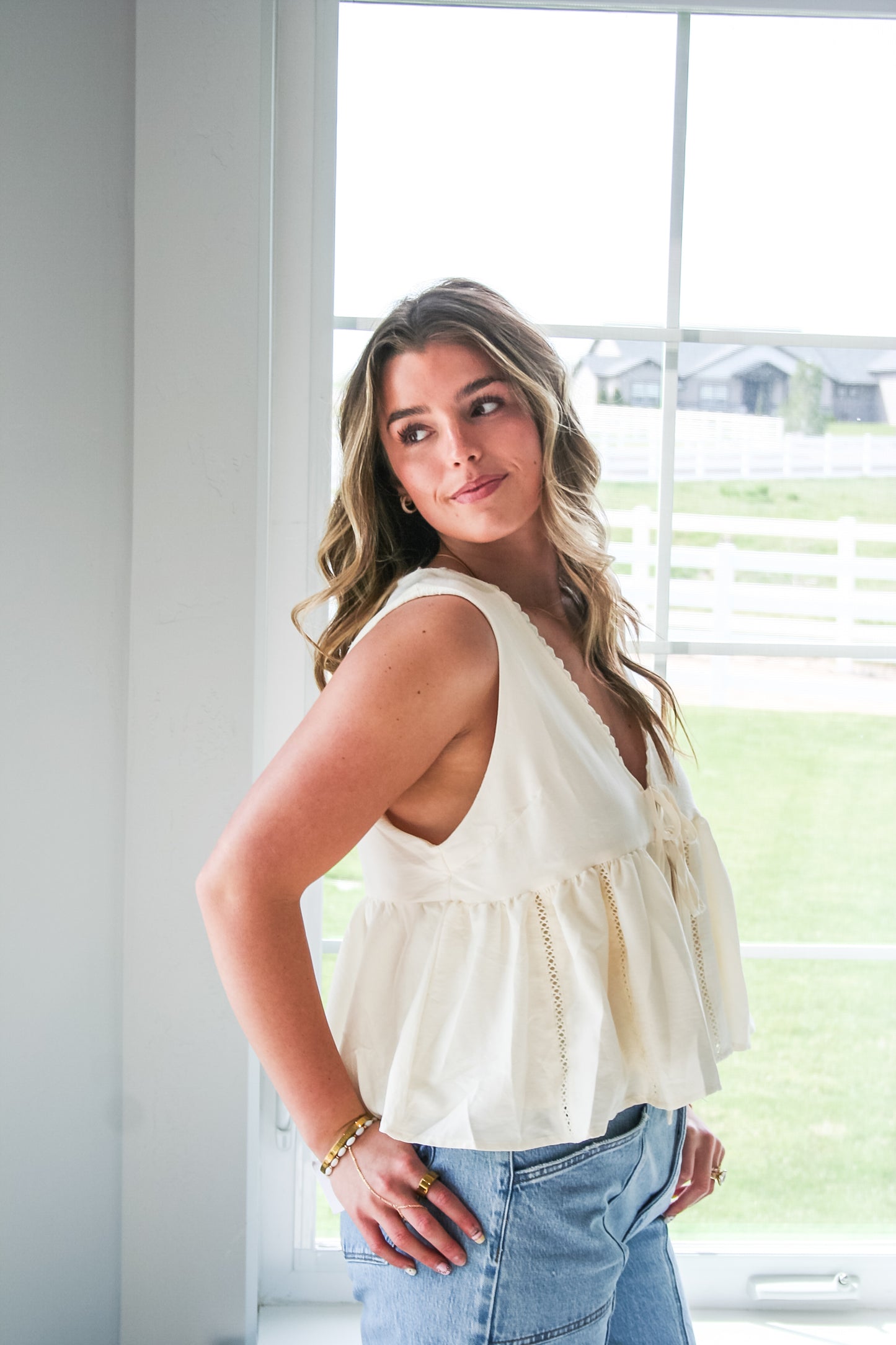Tie Front Babydoll Top
