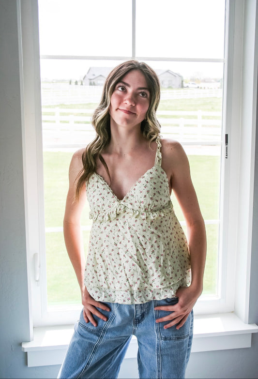 Floral Ruffle Tank