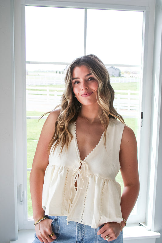 Tie Front Babydoll Top